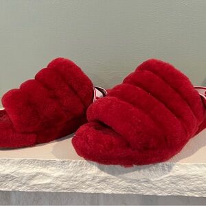 UGG Red Fuzzy Women's Mules